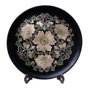 Japanese Urushi Lacquerware Dish Love Flower Tray Plate Wall Hanging